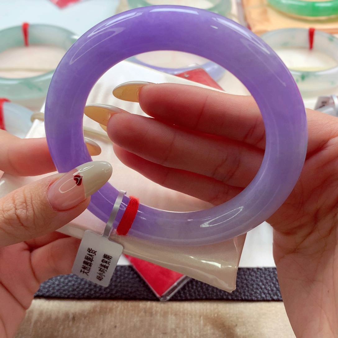 翡翠手镯未镶嵌57.8 优等生浓紫肉细 灵