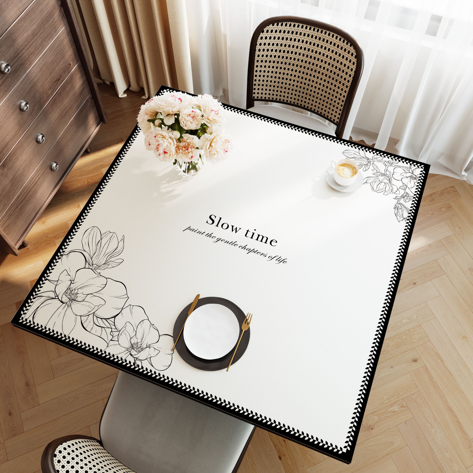 简约正方形桌垫防水防油免洗皮革餐桌垫轻奢高级感方桌布茶几台布