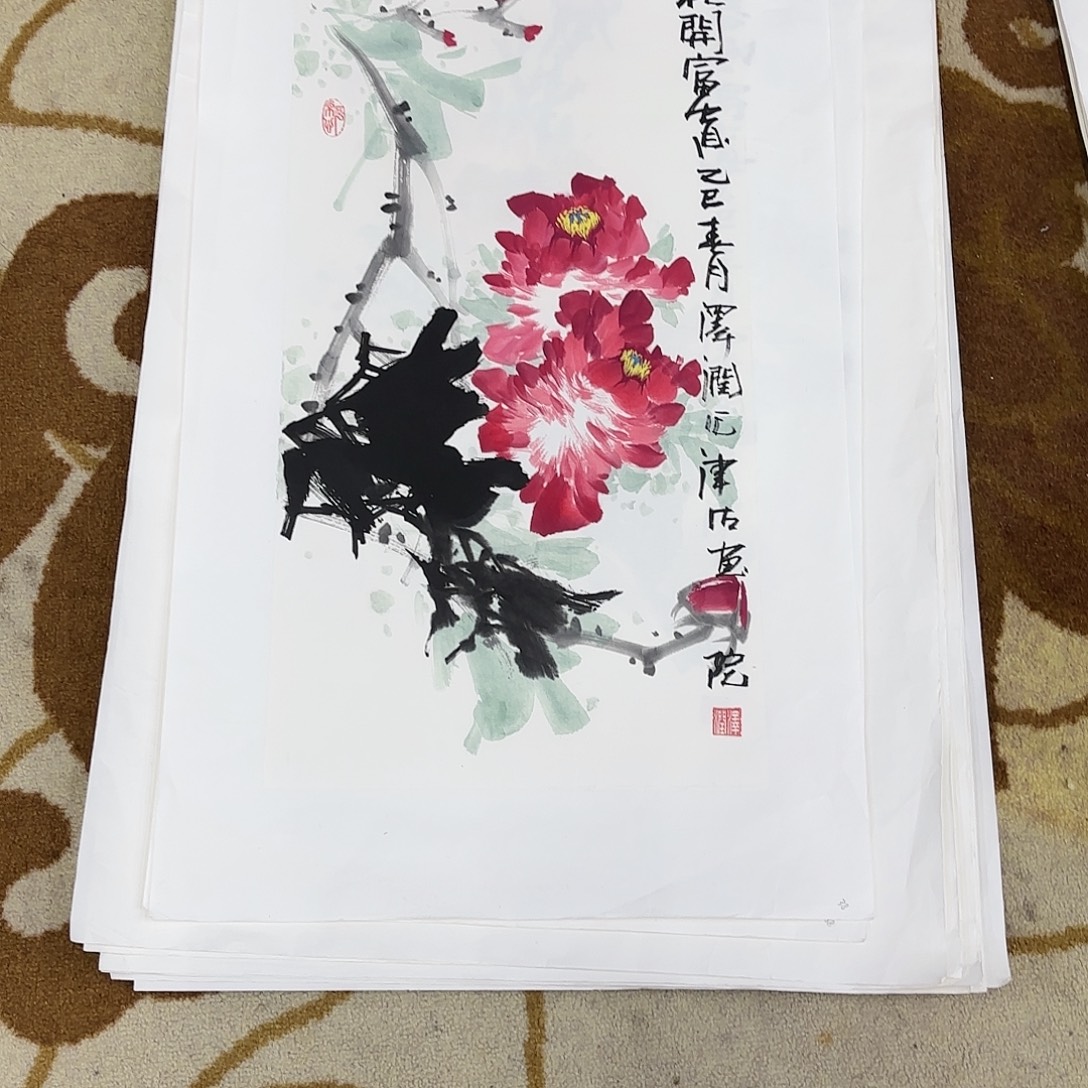 用***3国画四尺四开花鸟艺