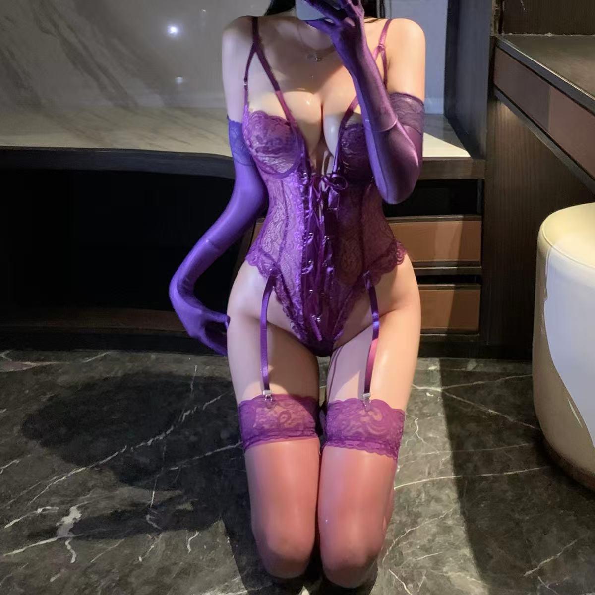 御姐风魅力透视聚拢内衣性感蕾丝吊带睡衣火辣塑腰显瘦免脱连体衣