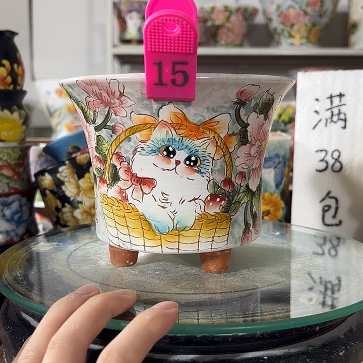 景德镇手绘花盆幸运花盆