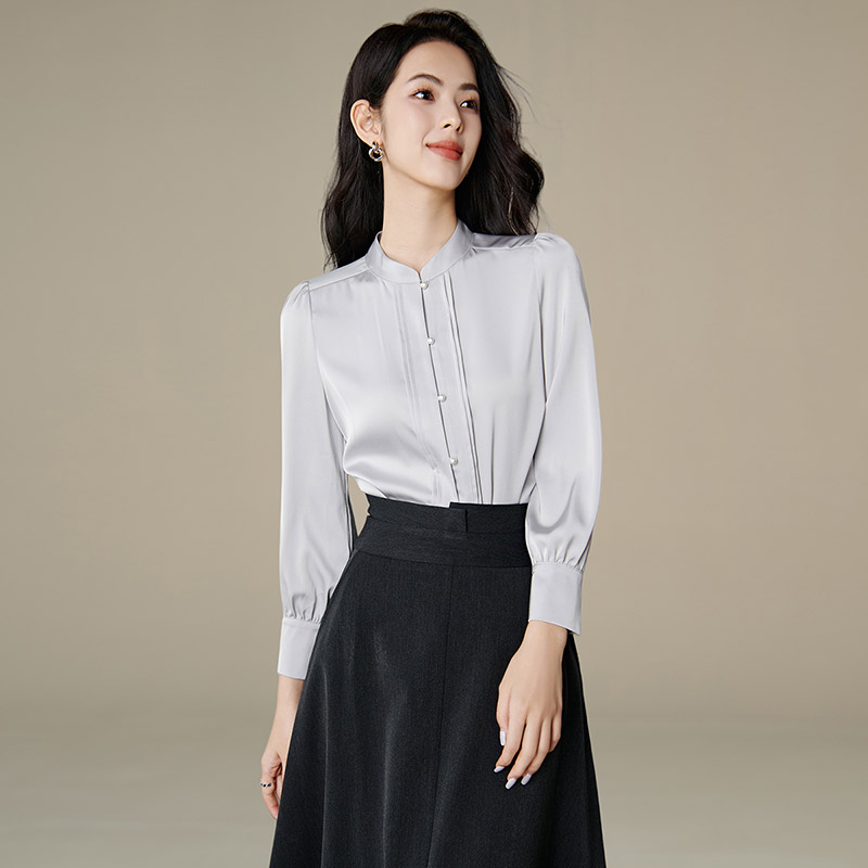 晚白【新品】2025上衣衬衣干练衬衫女25072332