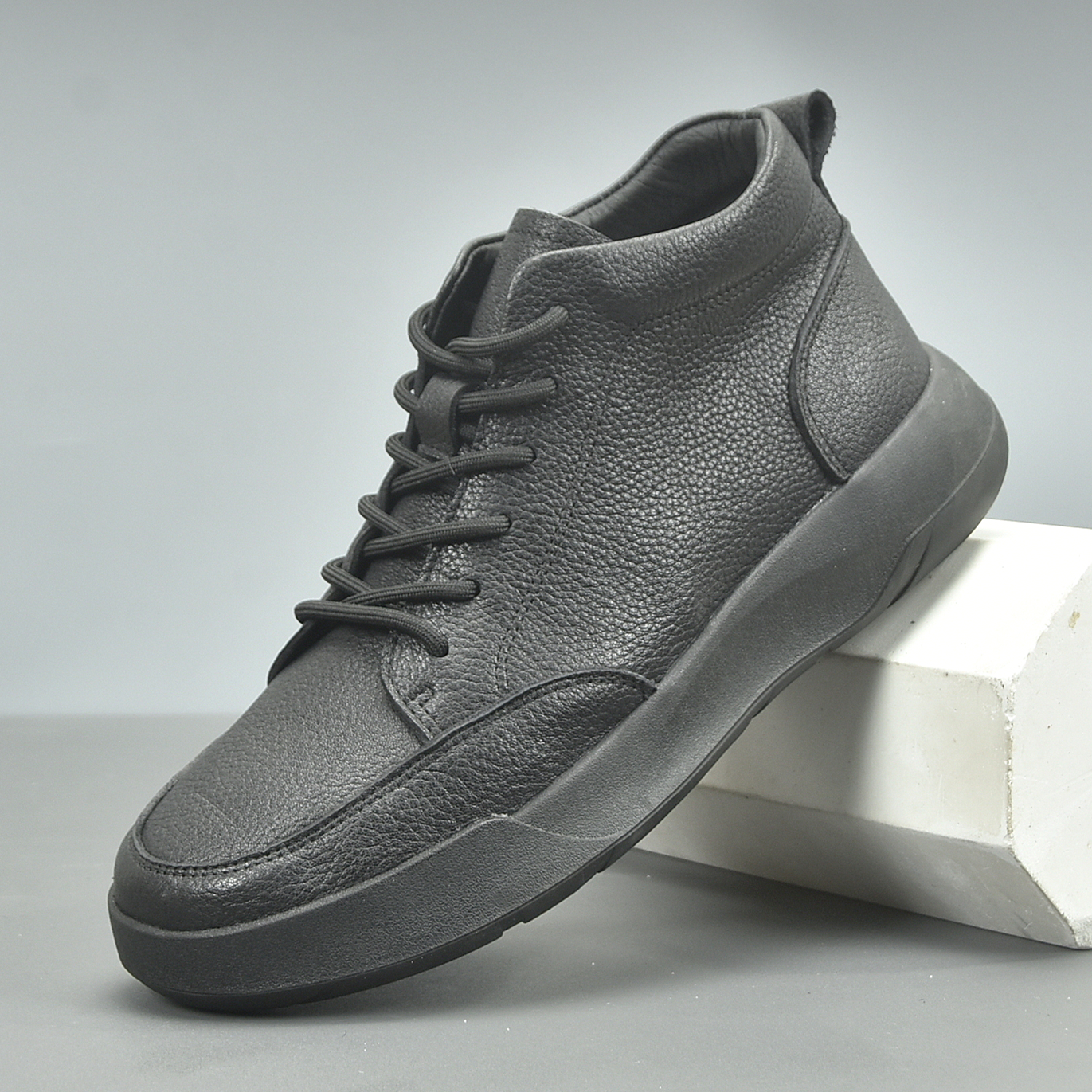 冬季高帮皮鞋男真皮加绒保暖男鞋头层牛皮系带商务休闲软皮男靴