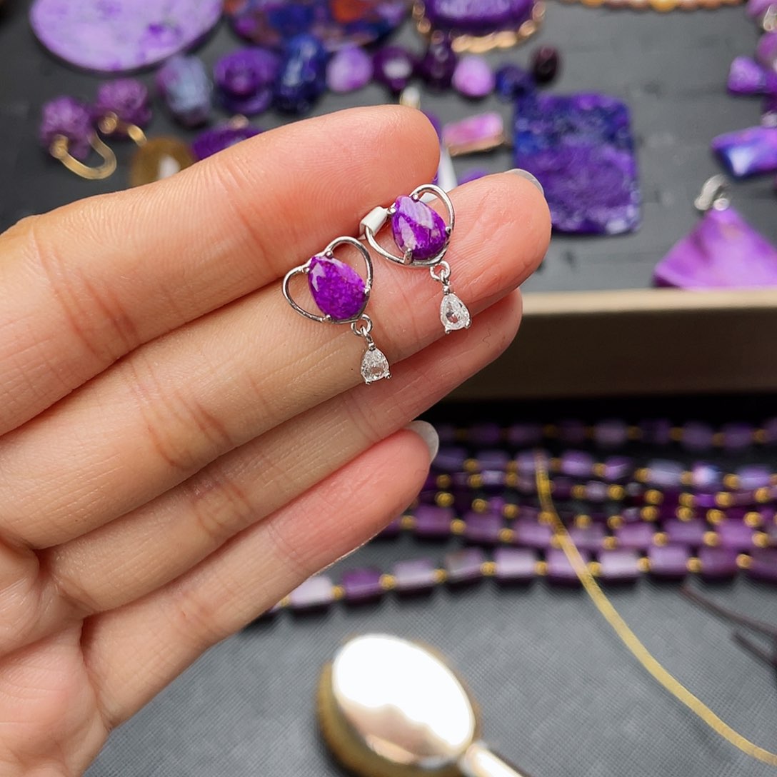 苏纪石（舒俱来）耳钉银S925镶嵌