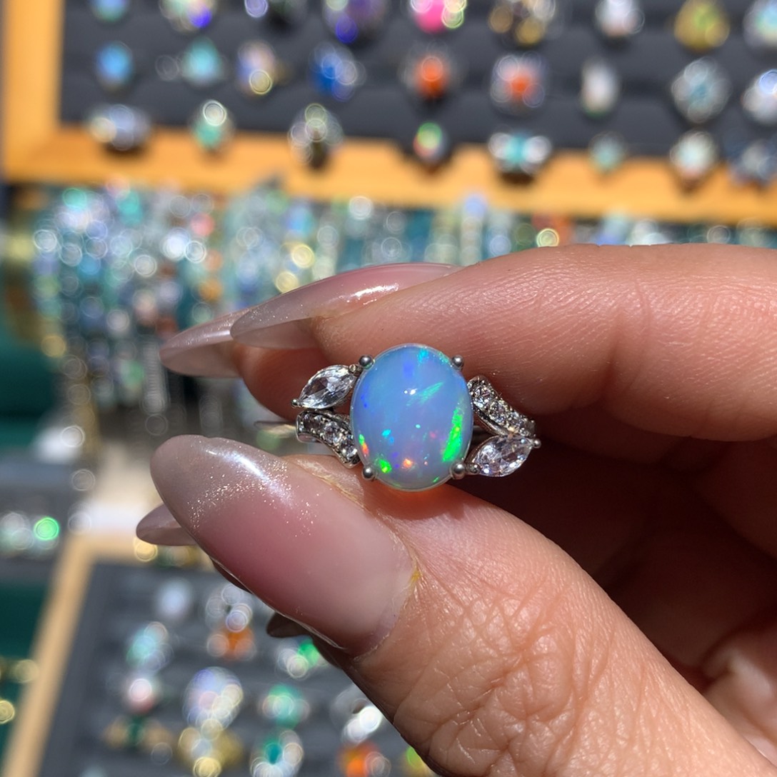 欧泊福利戒指银S925镶嵌