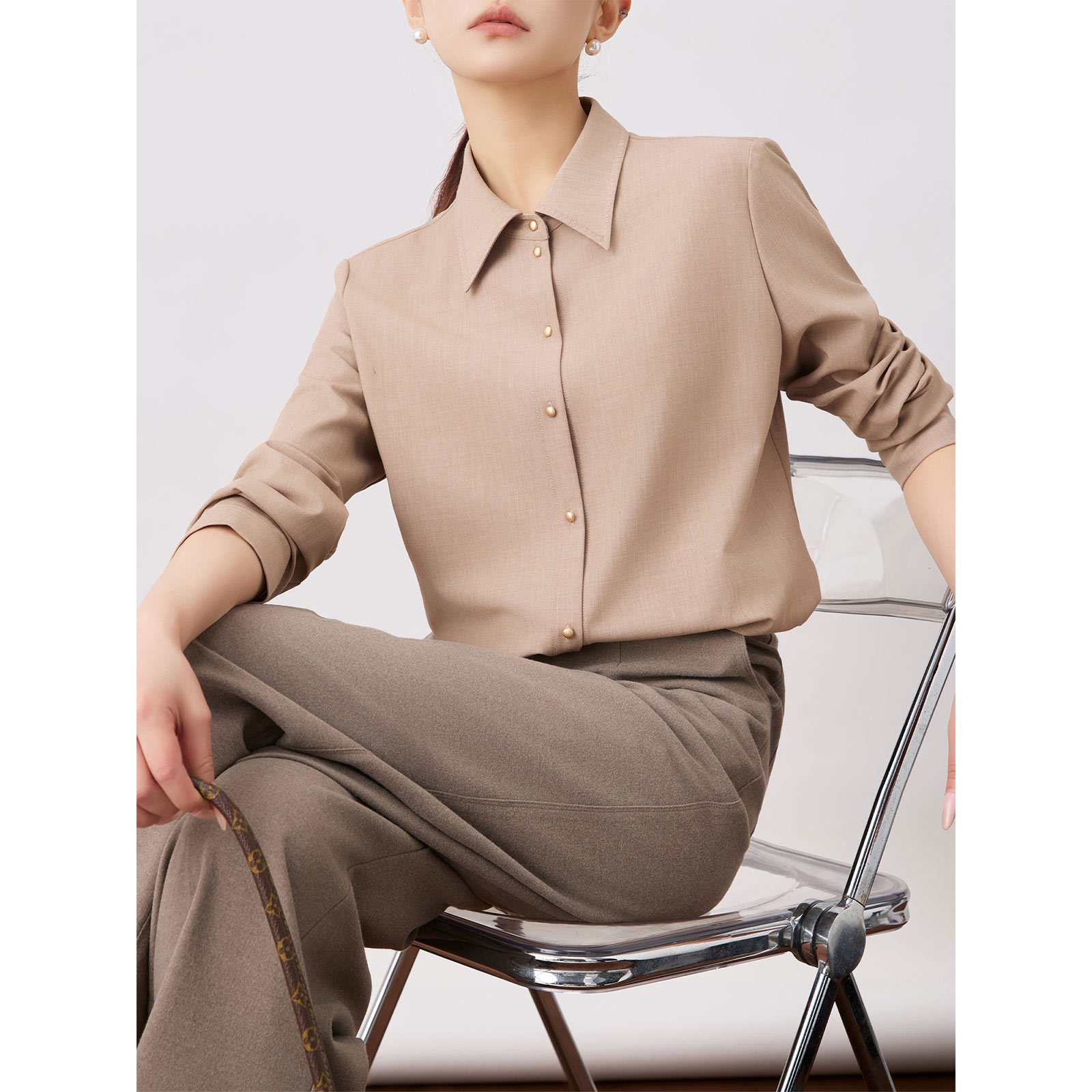 老敏哥 叠穿神器利落小翻领设计感上衣穿出高级感衬衫女S09197170