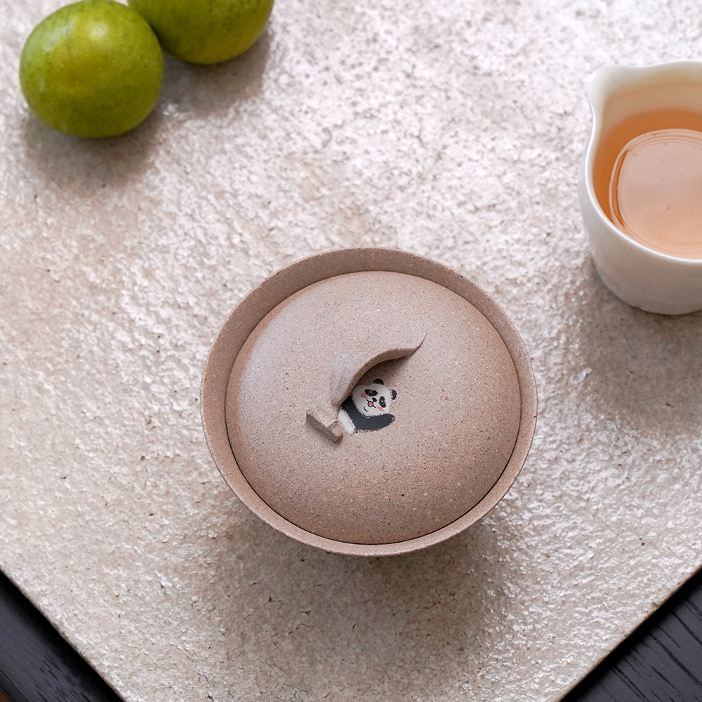 澜庭丨《福宝》 驼红段泥 紫砂 盖碗