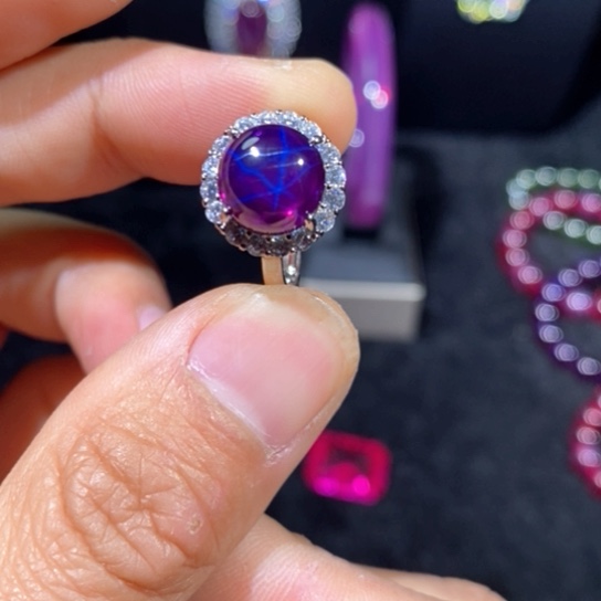 红宝石戒指银S925镶嵌