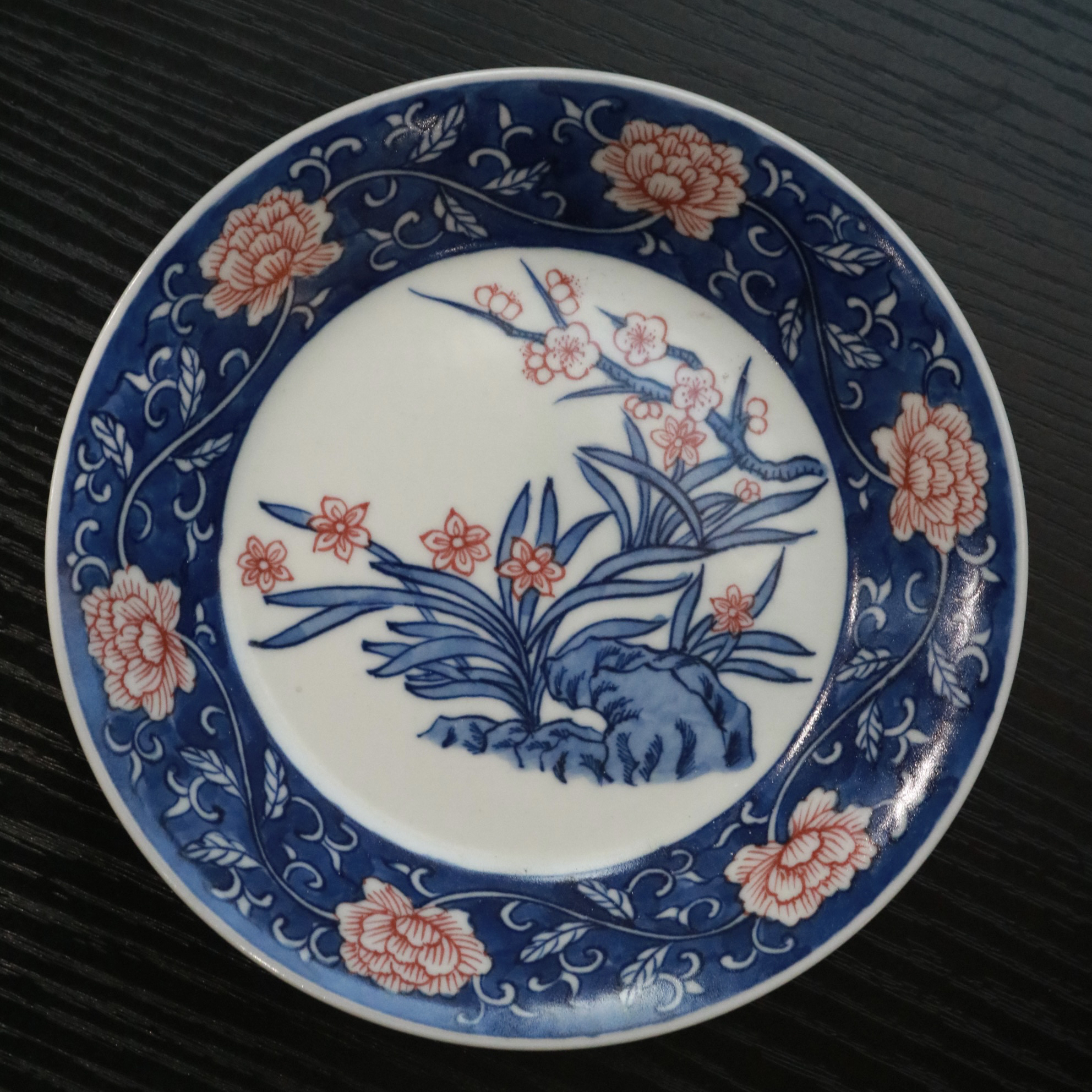 【雨溪山房】枢府釉釉里红兰花牡丹壶承壶垫