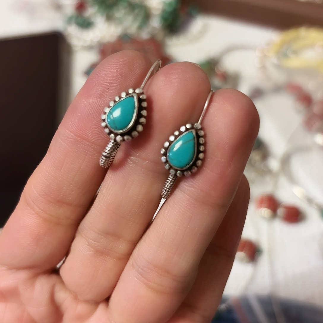 925银松松耳钉通体925银