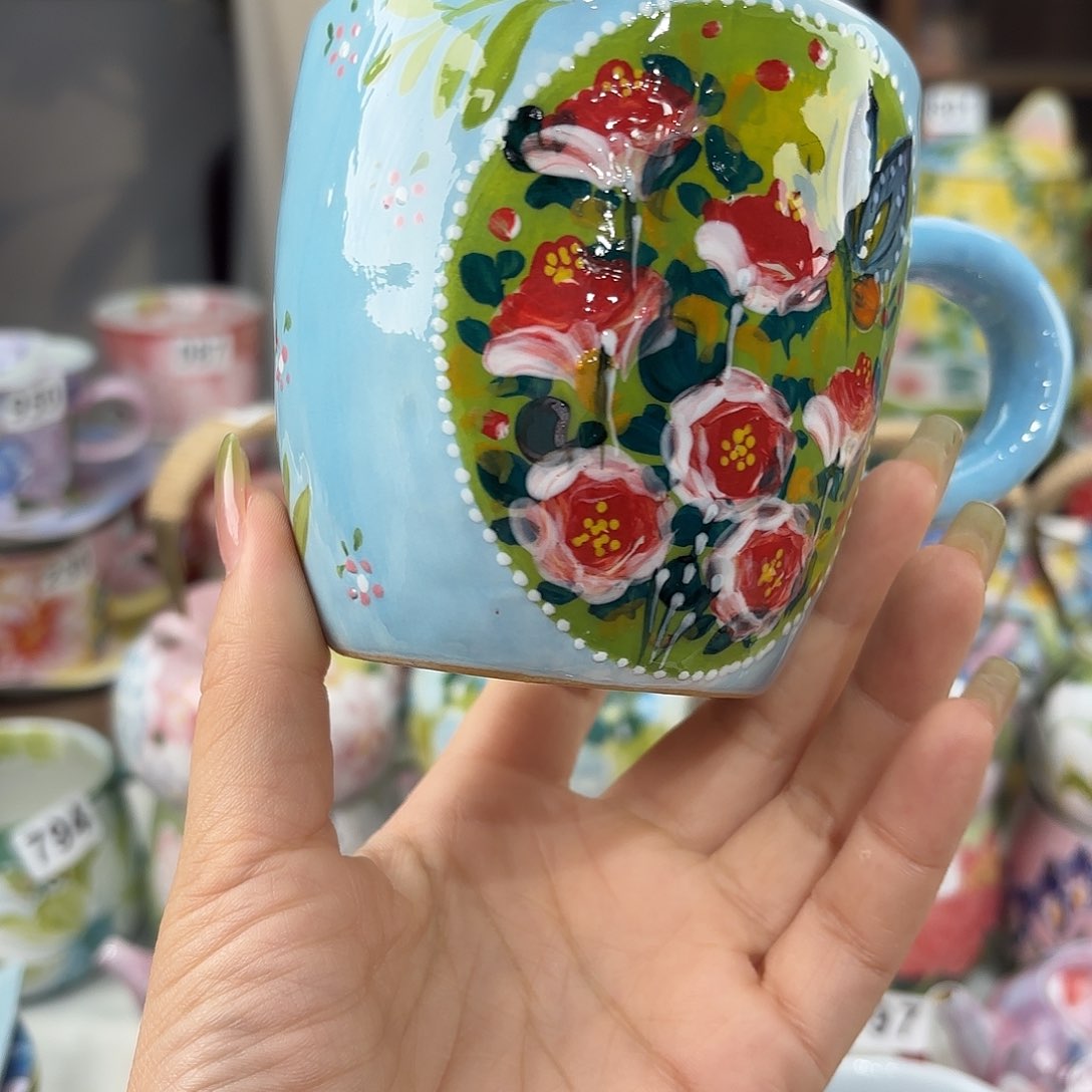 瓷片景德镇手绘高温釉下彩陶瓷茶具