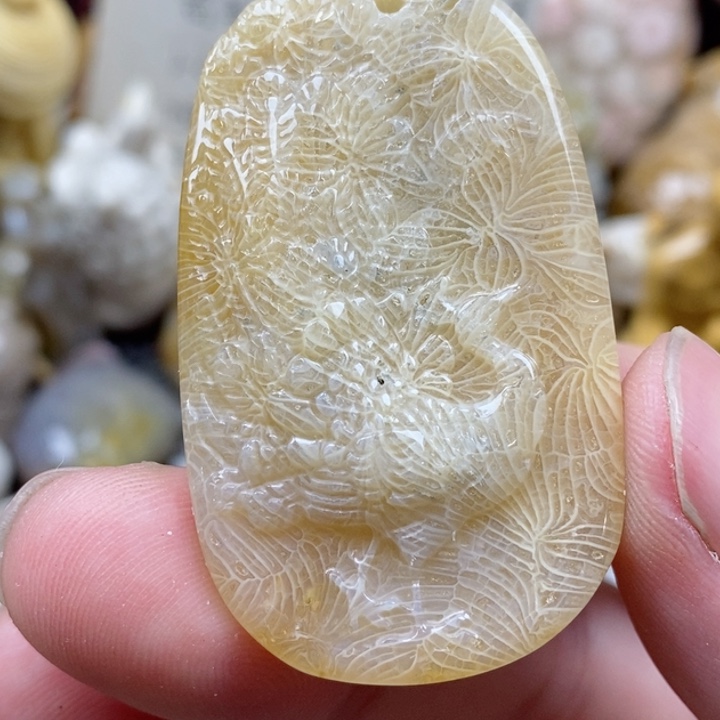 颈饰未镶嵌硅化珊瑚（珊瑚玉）有瑕 小