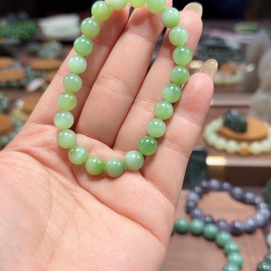 和田玉未镶嵌手链且末黑羊洞 8 