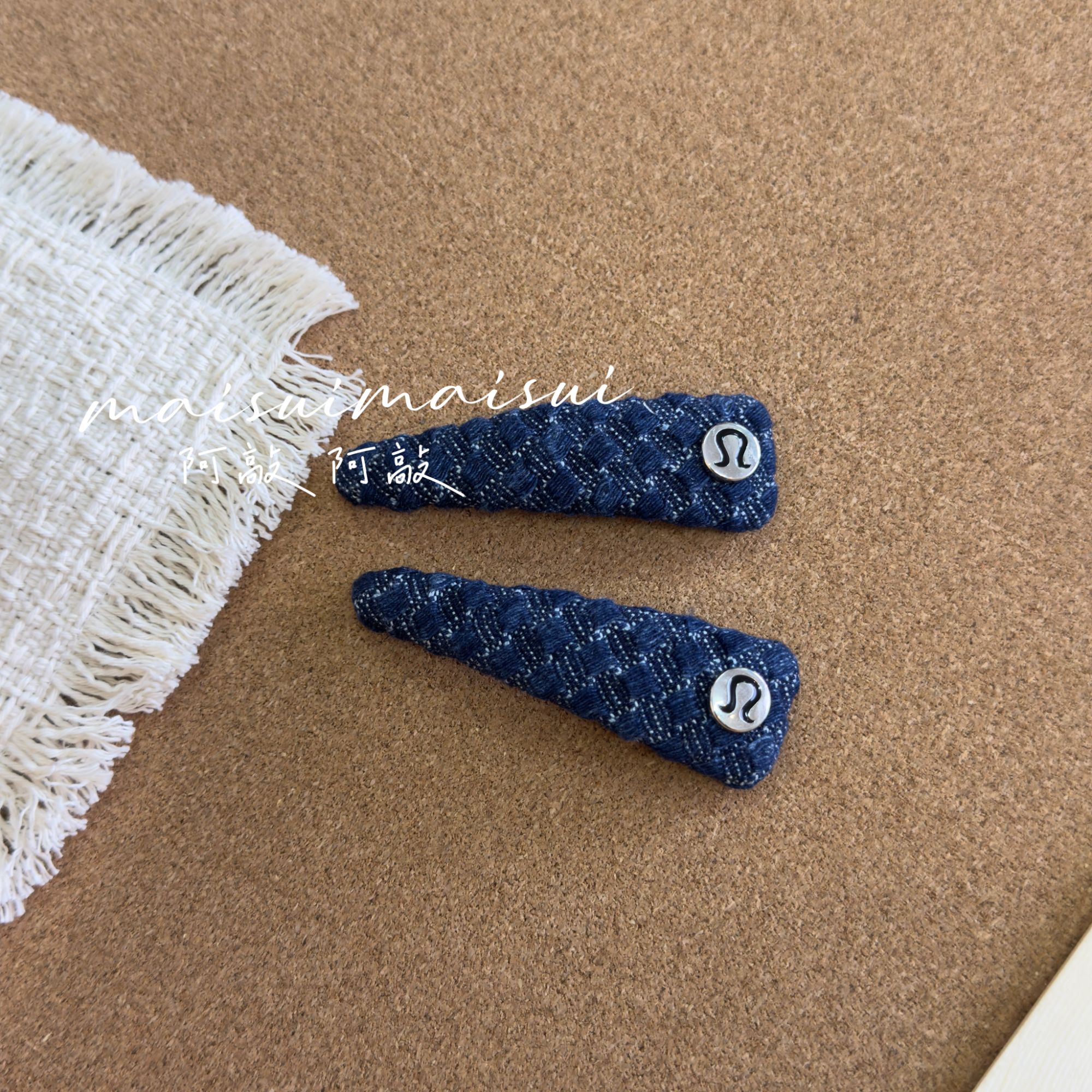 【阿敲】A2547~小香风萎格纹BB夹高级感侧边夹刘海夹女-麦穗头饰