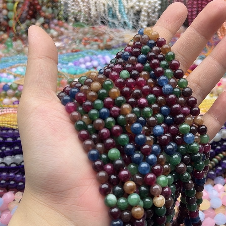 玛瑙/玉髓未镶嵌珠宝半成品2条6mm左右碧玺