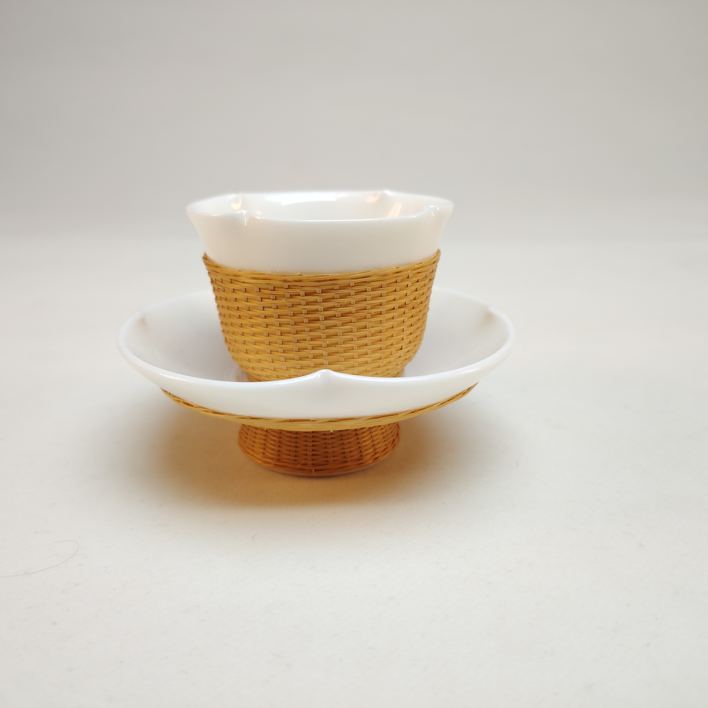 竹丝手工编织高端茶杯商务礼品定制非遗手工制作花瓣杯独特茶具