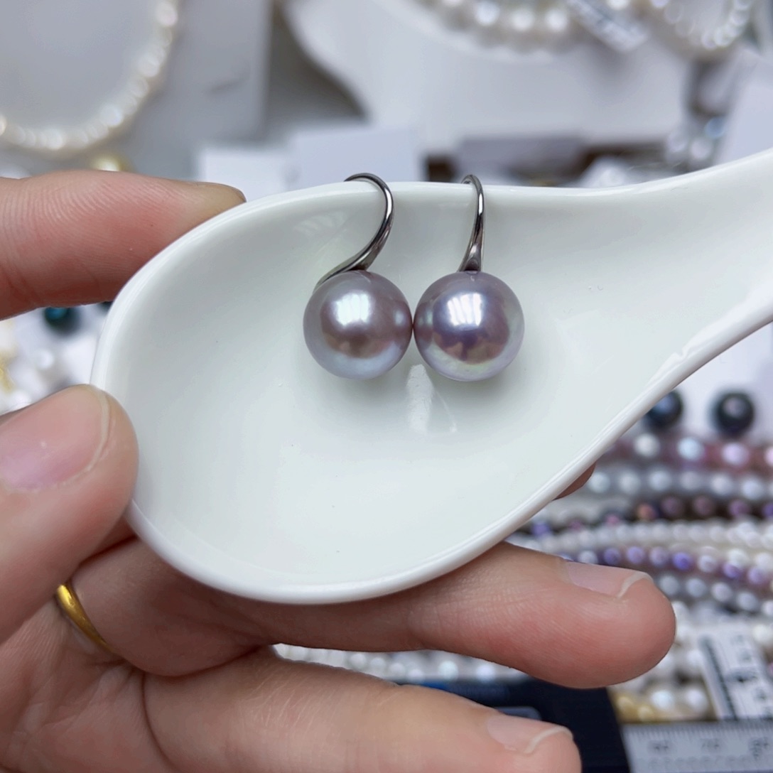 淡水珍珠耳饰银S925镶嵌