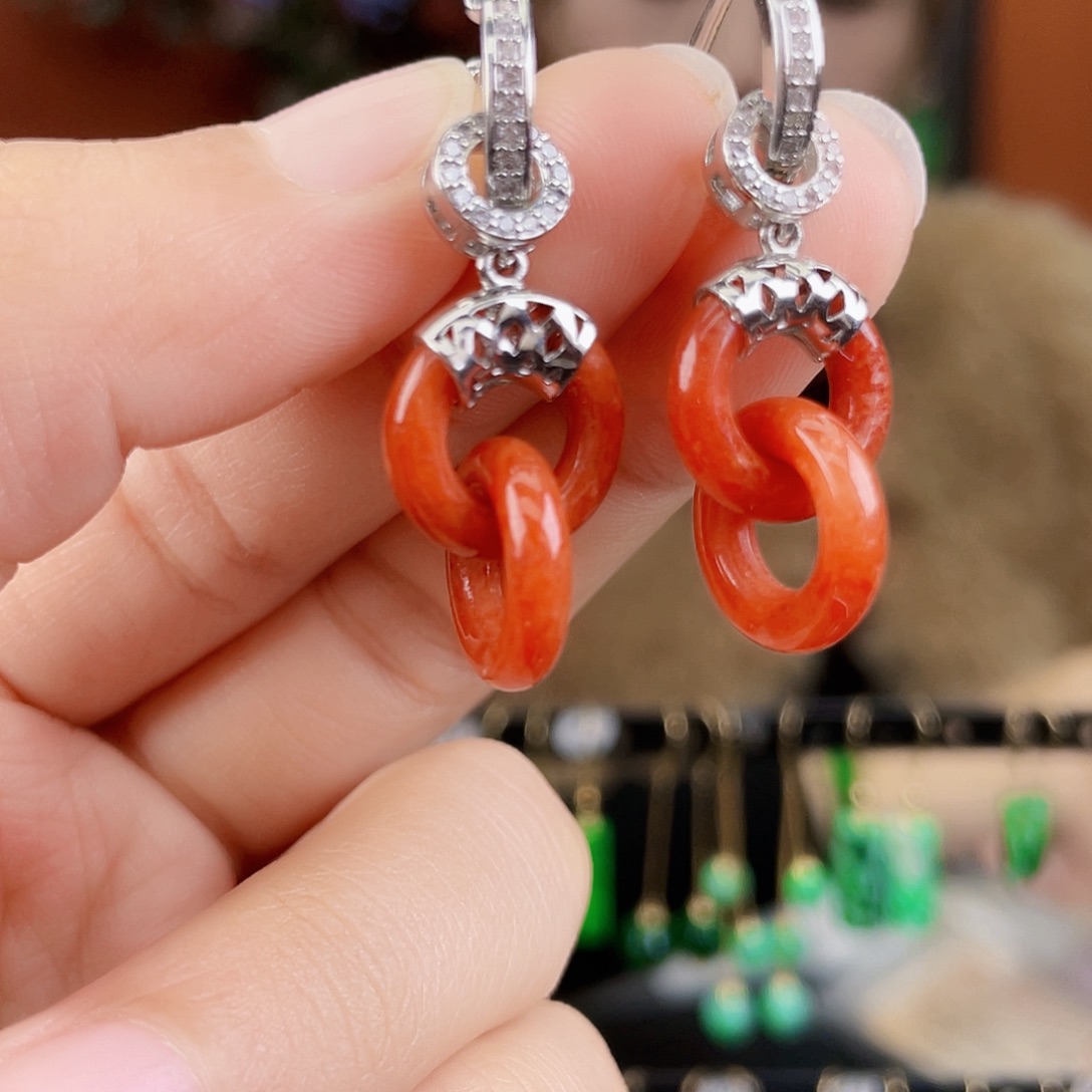 翡翠未镶嵌耳饰饰品