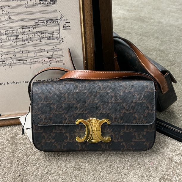 99新 Celine/思琳 老花凯旋门腋下包单肩包翻盖包经典女款百搭