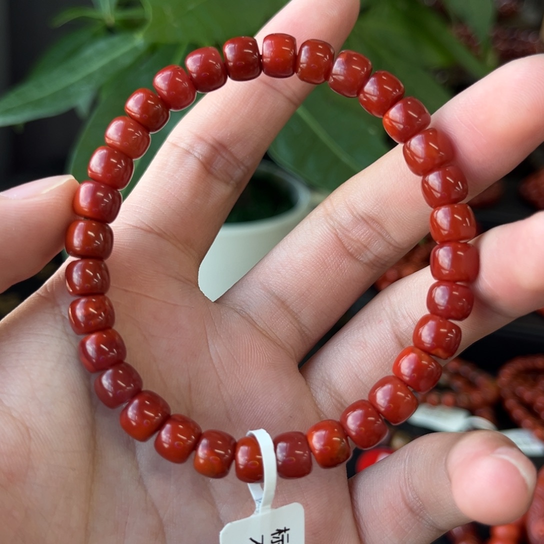 南红玛瑙未镶嵌手链川料瓦西牛血红老型原矿手串8+