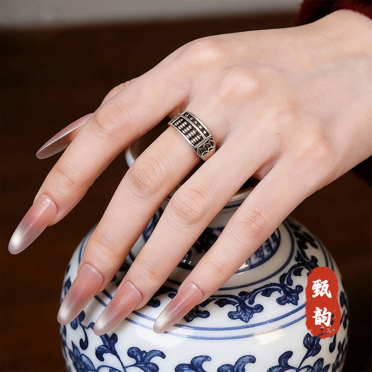 【算盘】开口戒指复古指环国风个性可调节#925不掉色