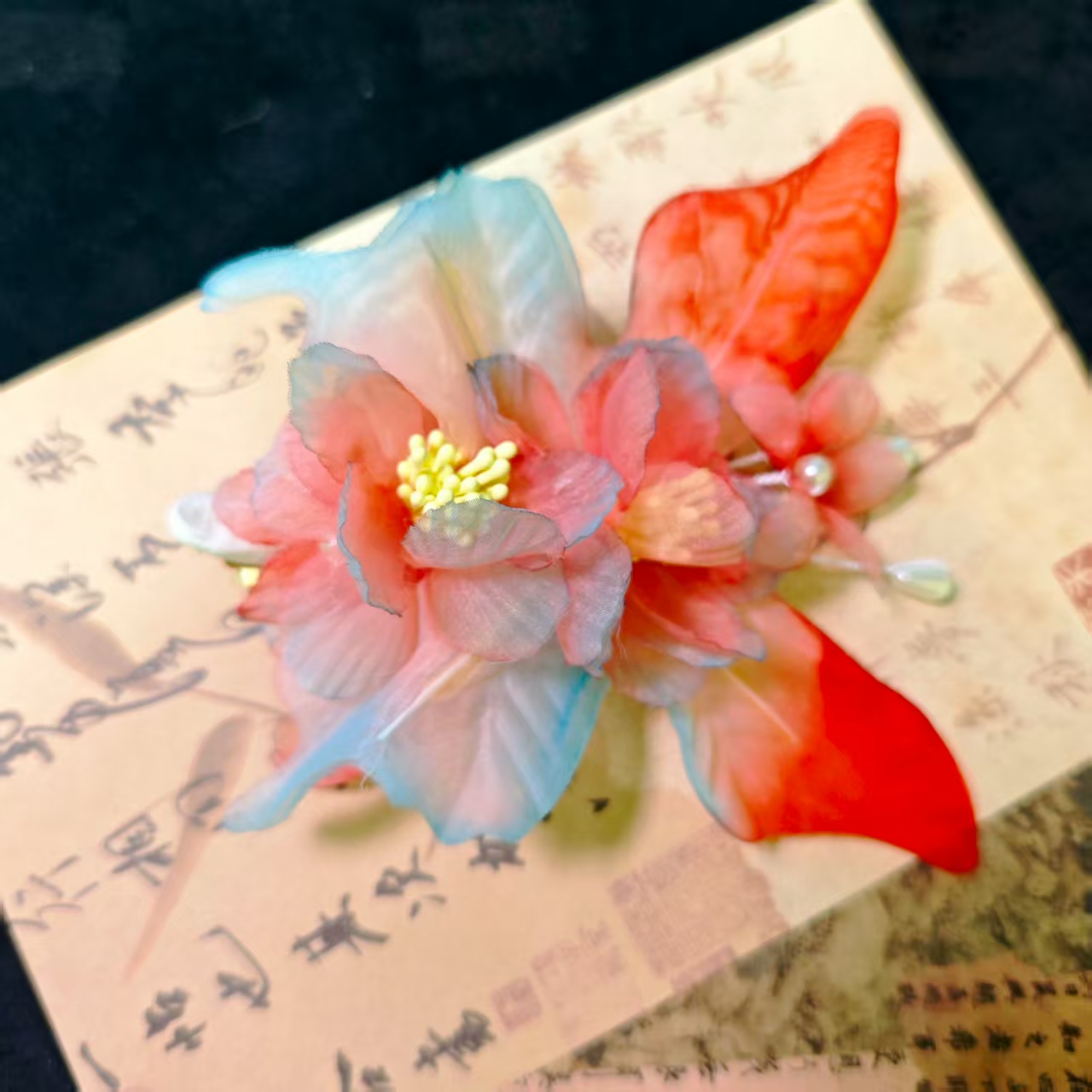 云鬓花古风饰品古装发饰仙气飘飘烫花 灼华锦蝶（清清汉服发冠B328