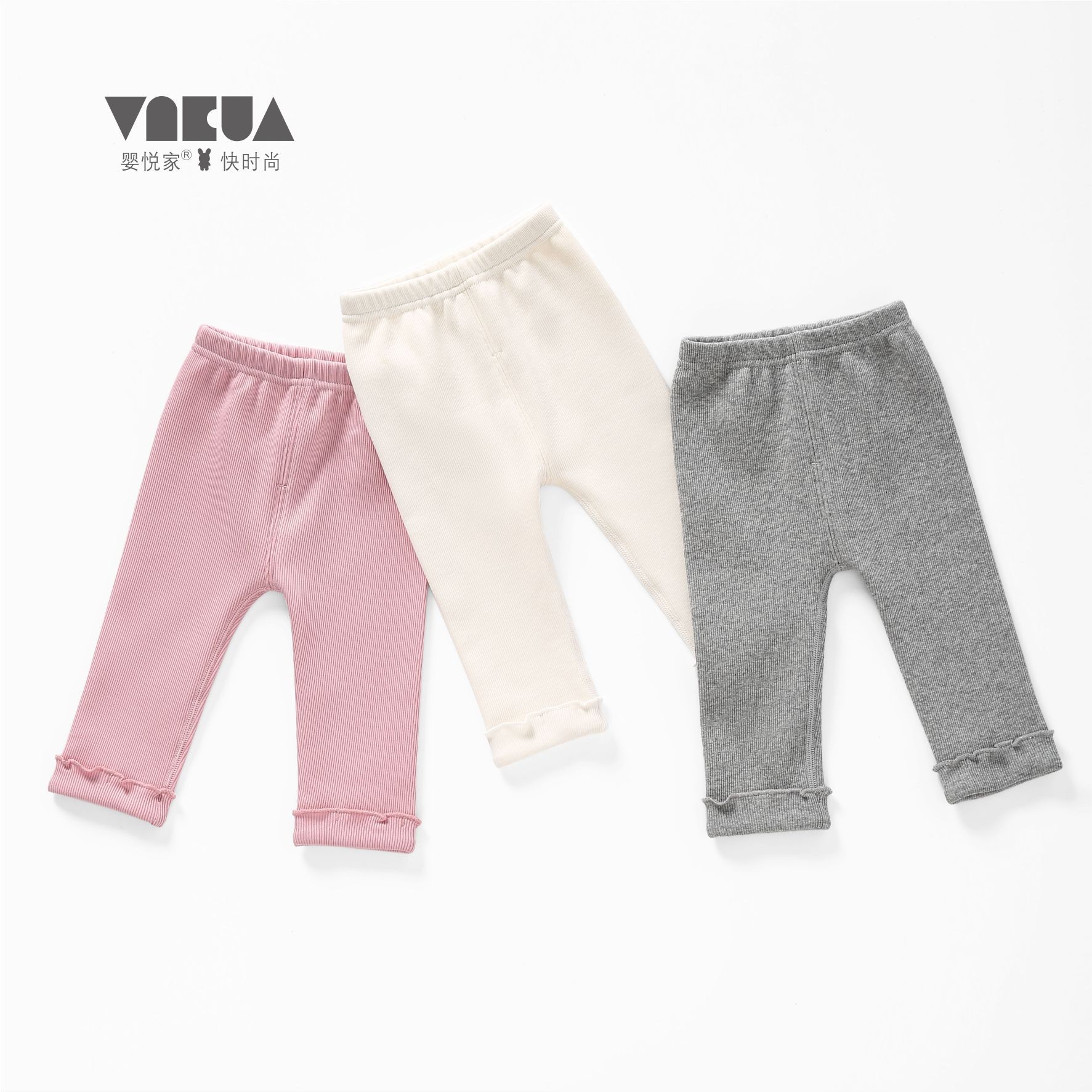 婴悦家春秋女宝宝秋冬加绒84775卷边百搭一体绒打底裤外穿童装