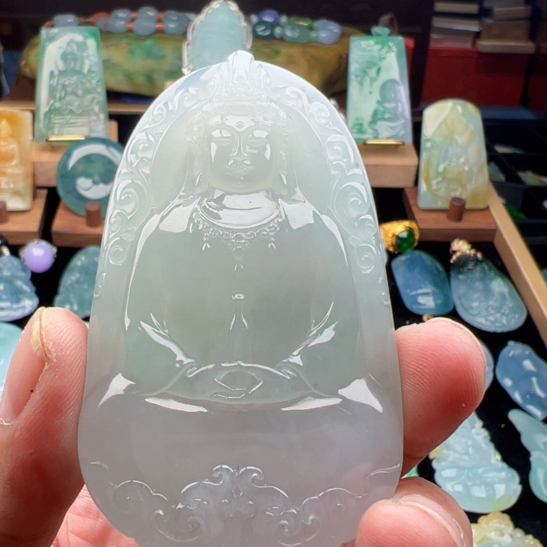 翡翠颈饰未镶嵌奥**曼天然缅甸翡翠吊坠