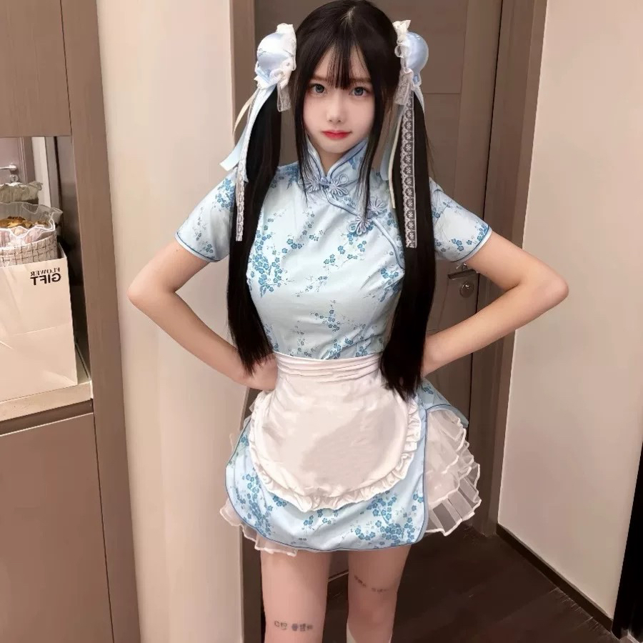 中华娘Lolita围裙复古国风改良旗袍连衣裙女生角色扮演拍照服