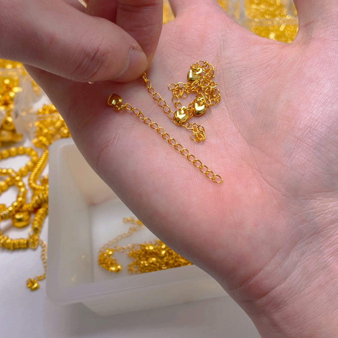 锆石铜合金爱心尾链3条