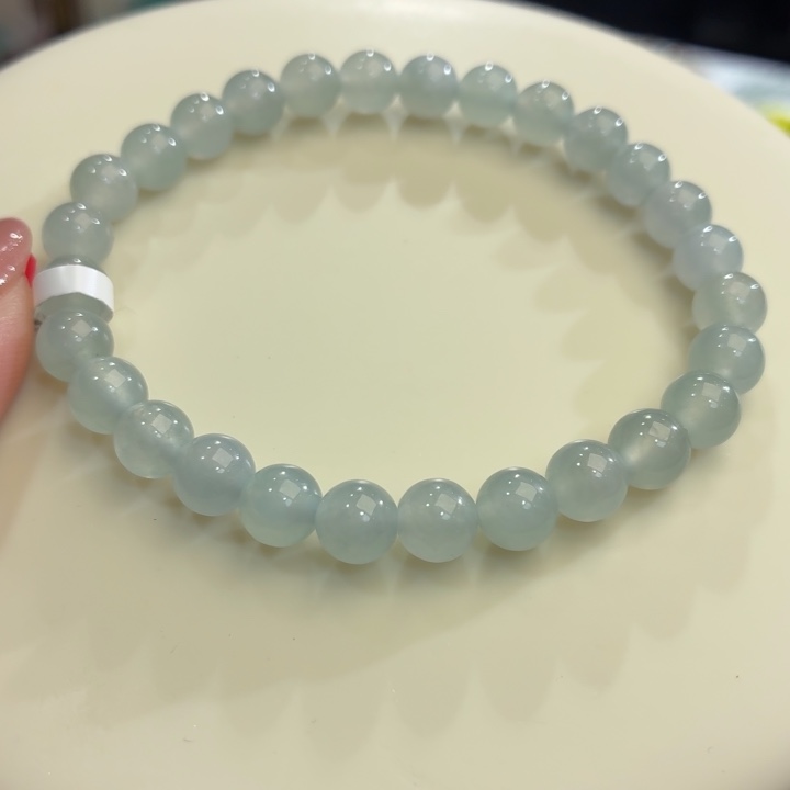 翡翠未镶嵌手链冰胶蓝紫卡6.8