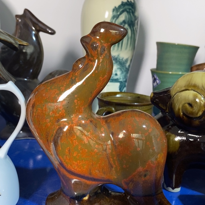 瓷片七厂窑变抬头鸡高度16厘米