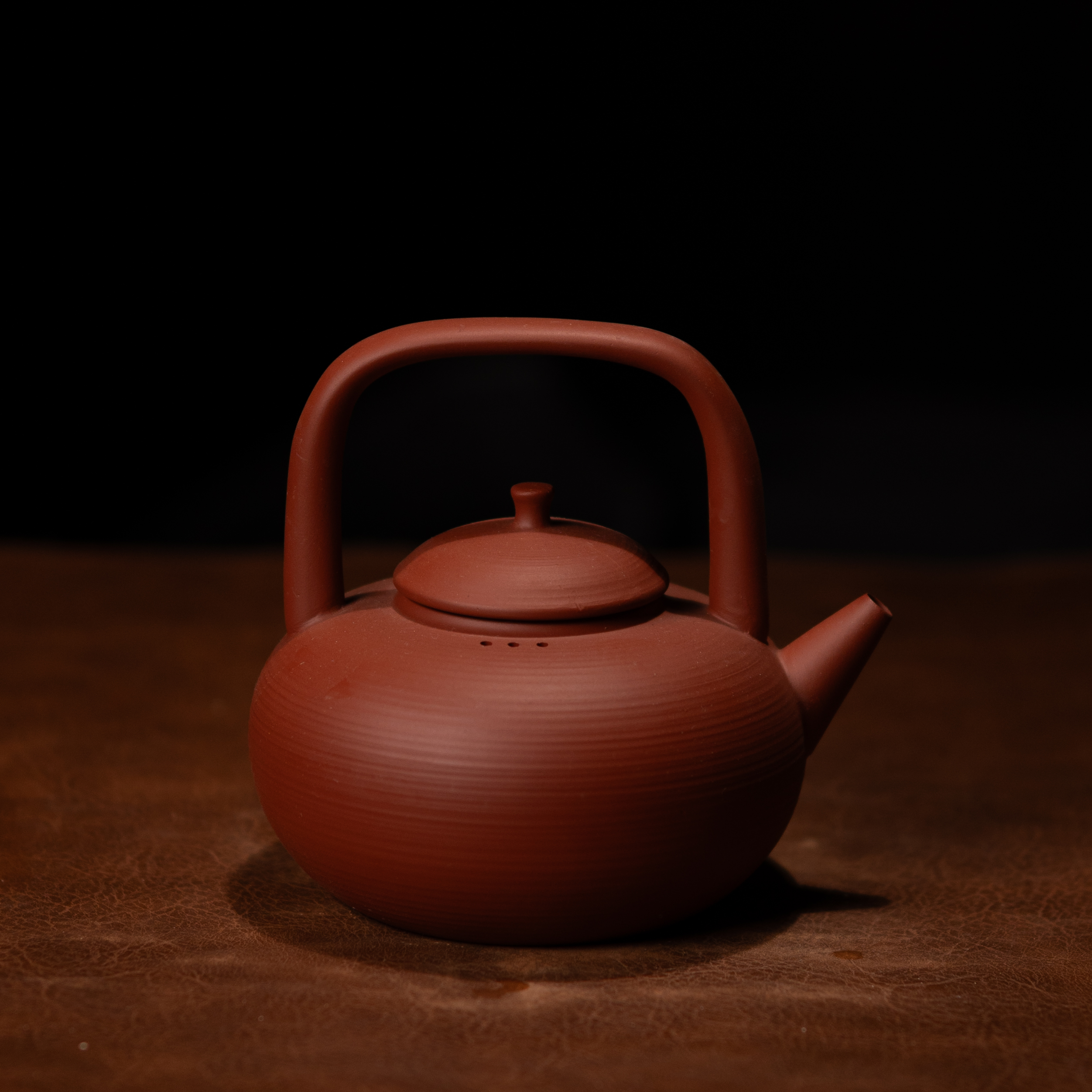 溪然集朱泥提梁煮水壶家用煮茶壶手作茶壶日用红泥500CC
