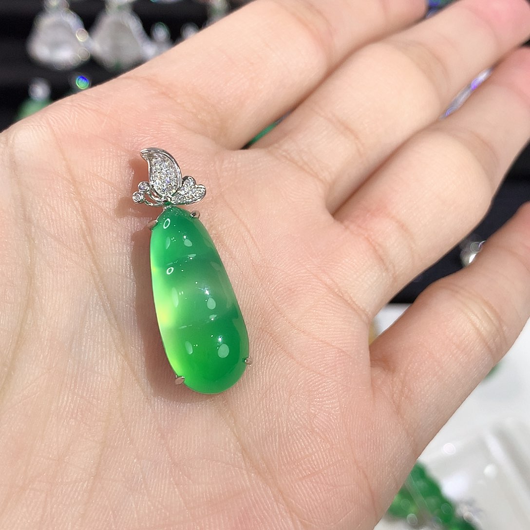 银S925镶嵌颈饰玛瑙/玉髓李*子