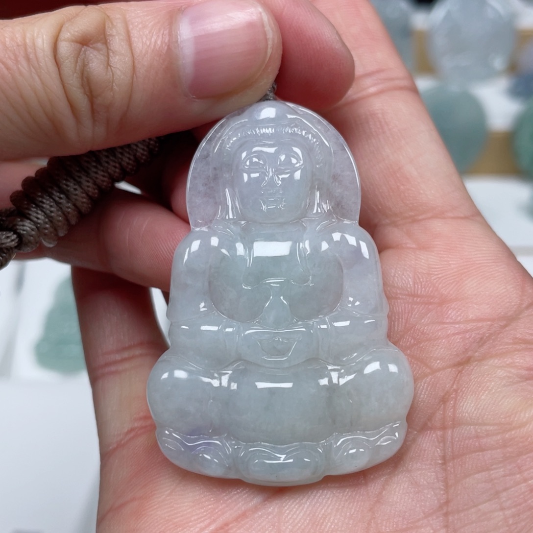 翡翠颈饰未镶嵌天然翡翠A货观音73号