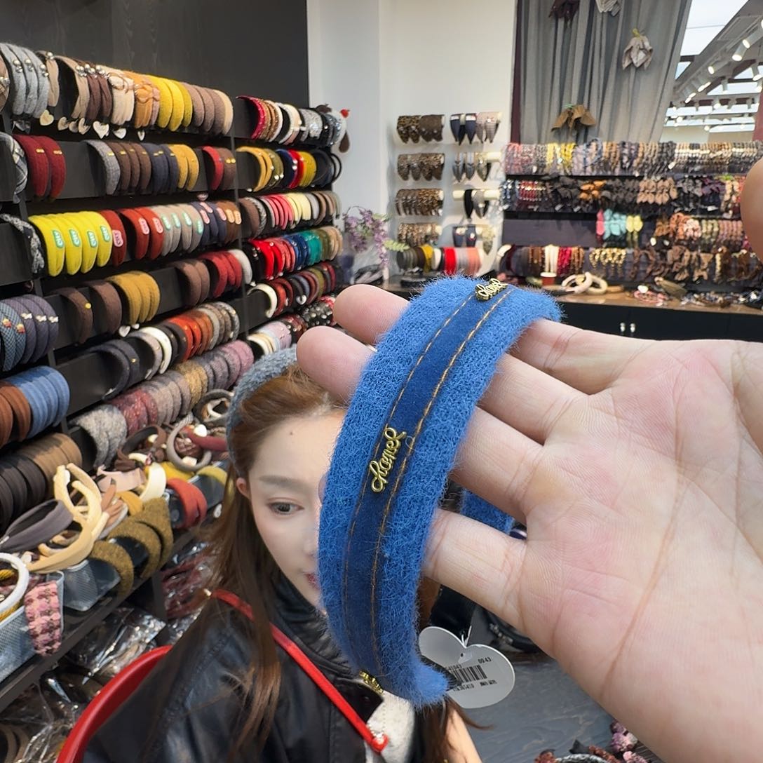 布艺非金属蓝色拼接发箍