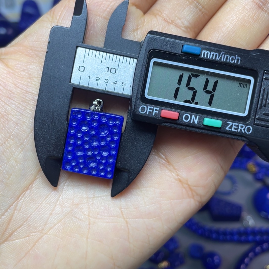 青金石银S925镶嵌15×18mm陨石坑吊坠