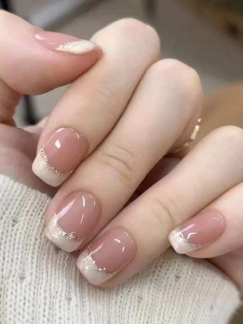 纯欲螺纹少女美甲显白新款纯手工高级2025穿戴甲手工2025穿戴甲