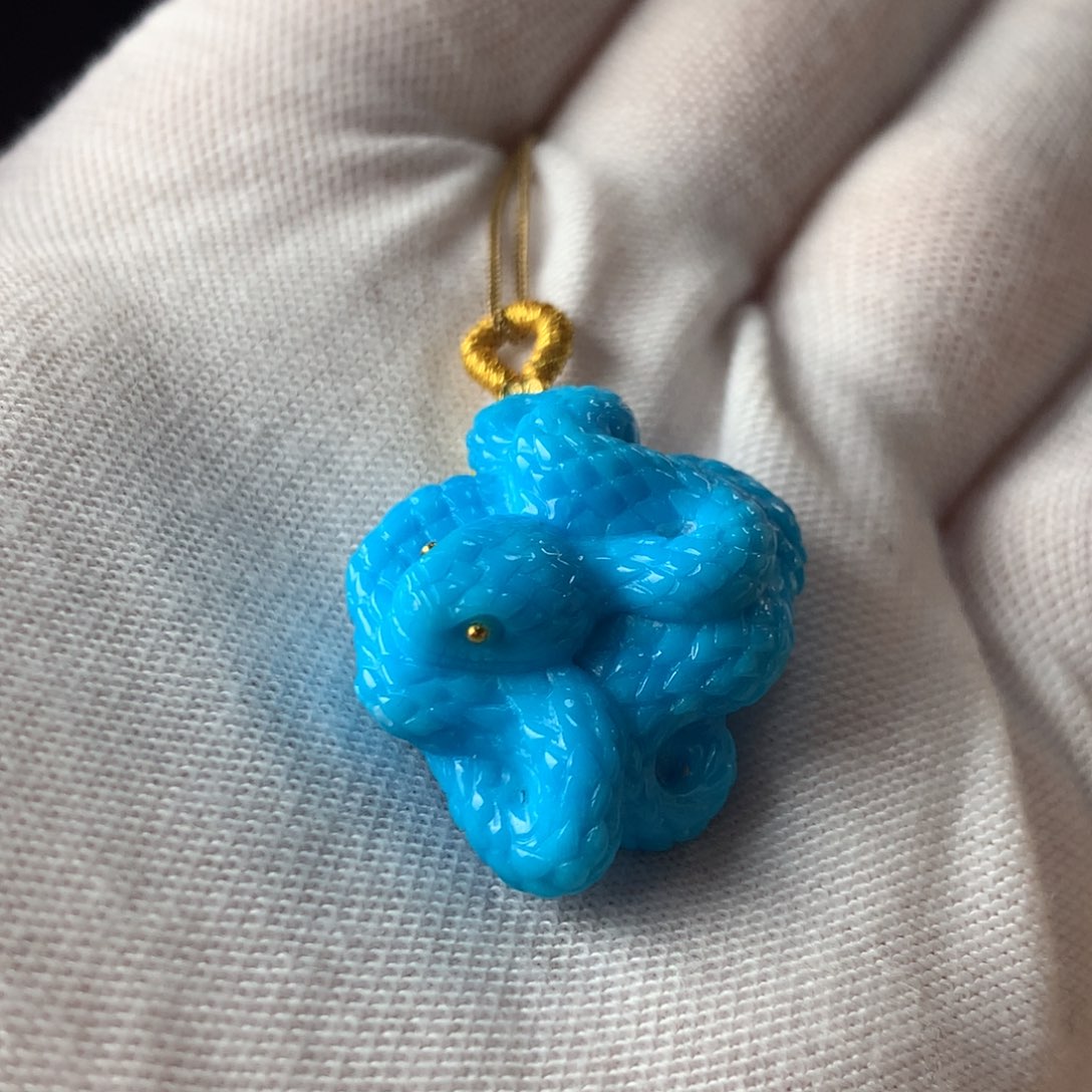 绿松石珠宝奇石18K金镶嵌项链