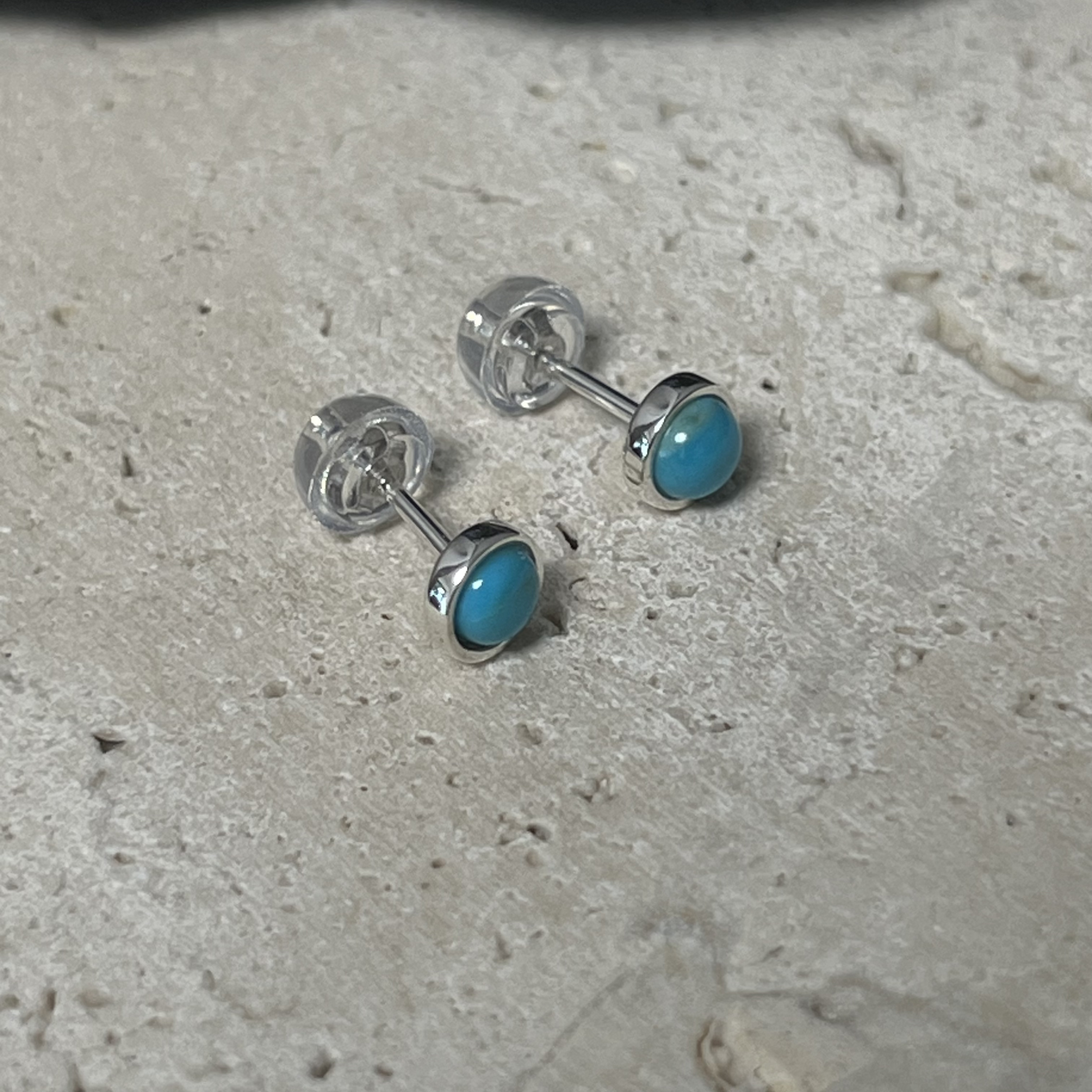 925银耳饰 蓝松松圆耳钉B9268 气质百搭简约精致