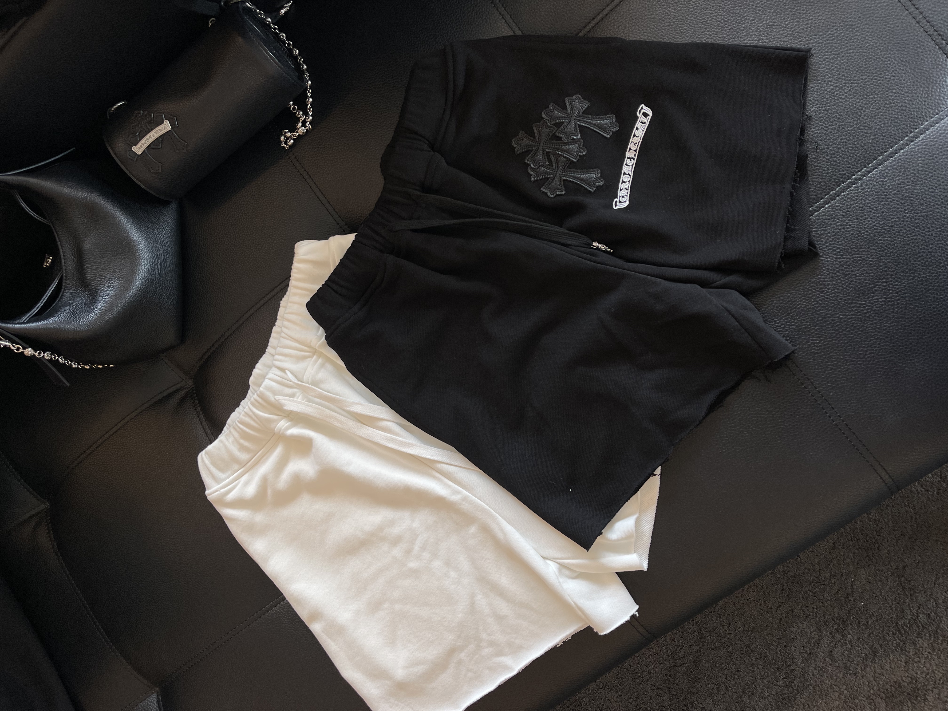 Rebornmoi【vivi老板娘】重工小皮标四分裤复古男女同款DK405