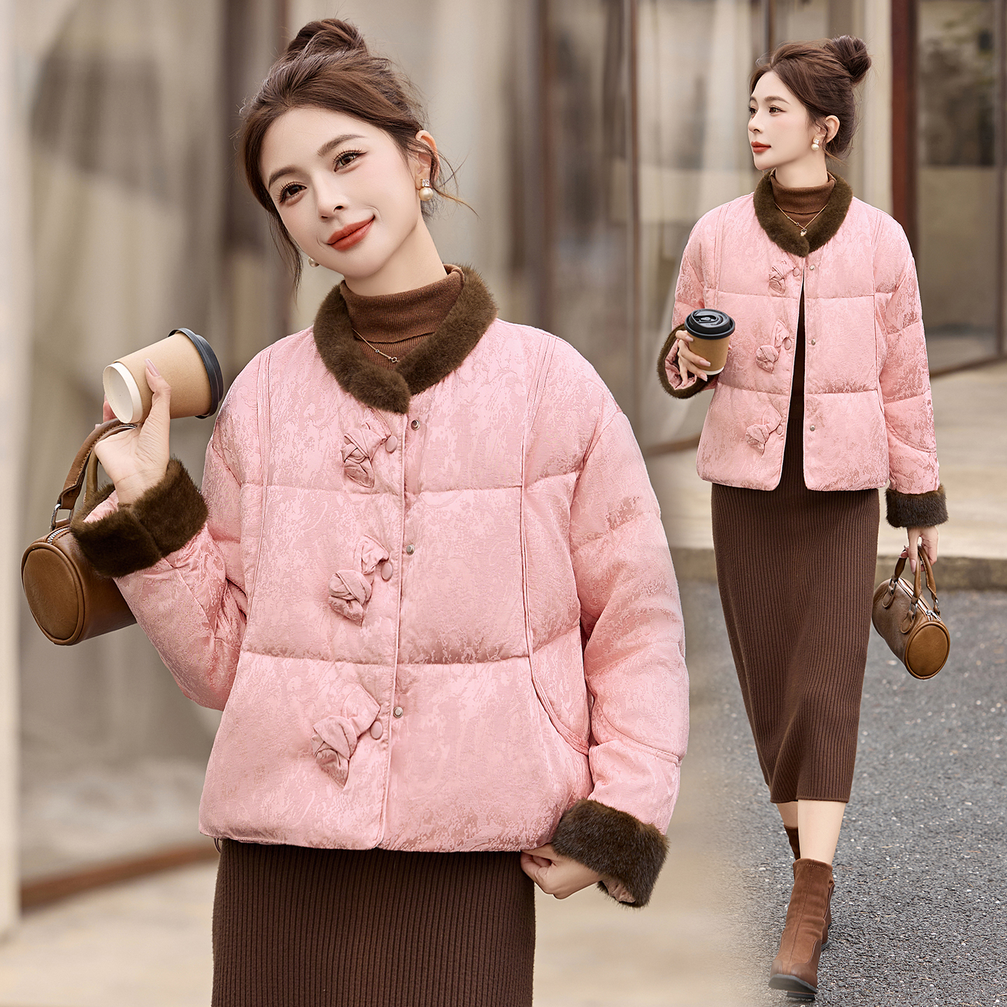 新中式国风盘扣羽绒服外套女2025秋冬新款高级感唐装保暖百搭上衣