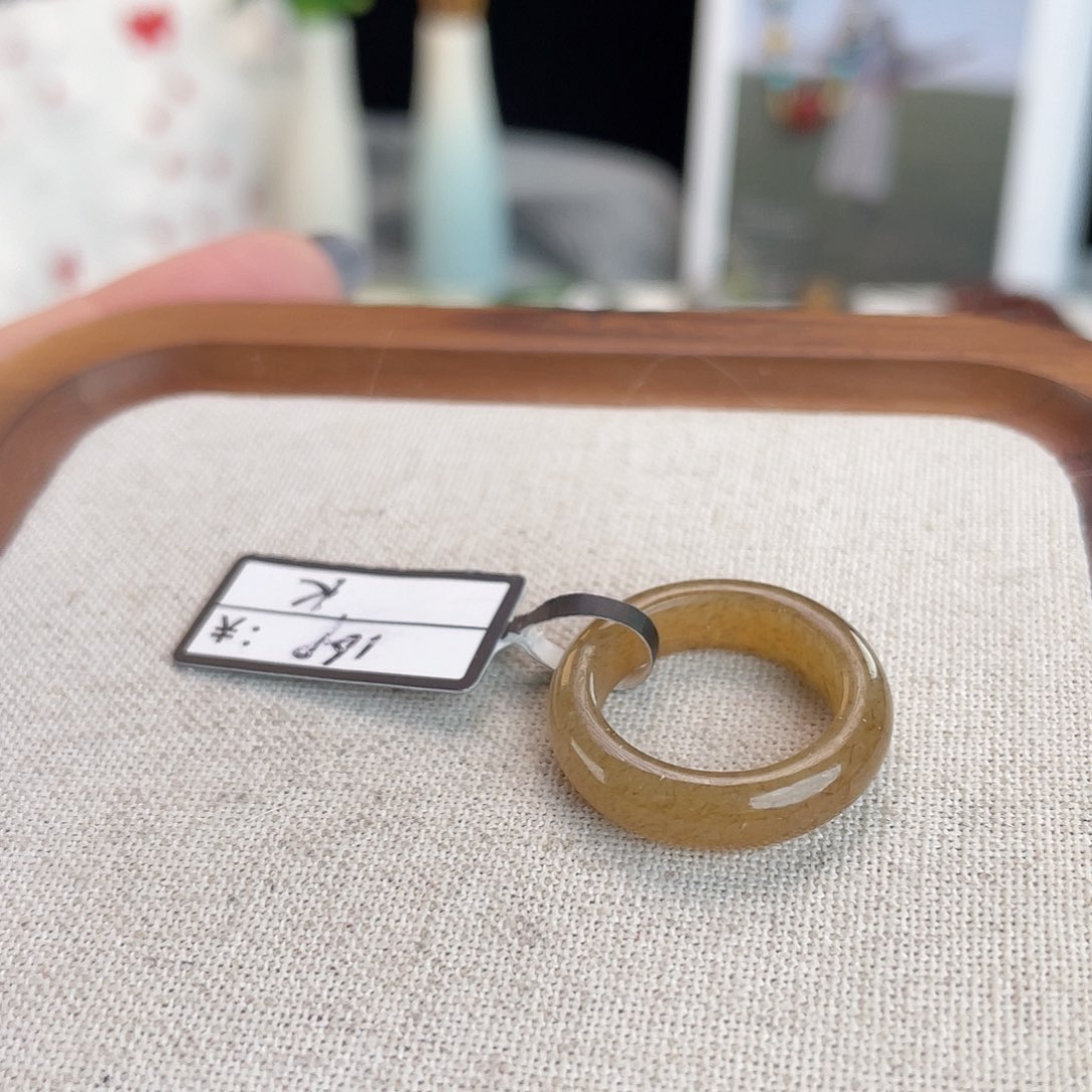 和田玉未镶嵌戒指U24糖花细条16.7不退换