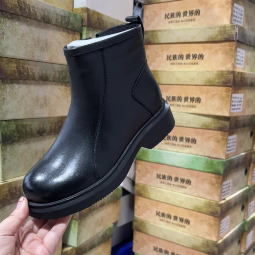 2203头层牛皮新款短靴加棉