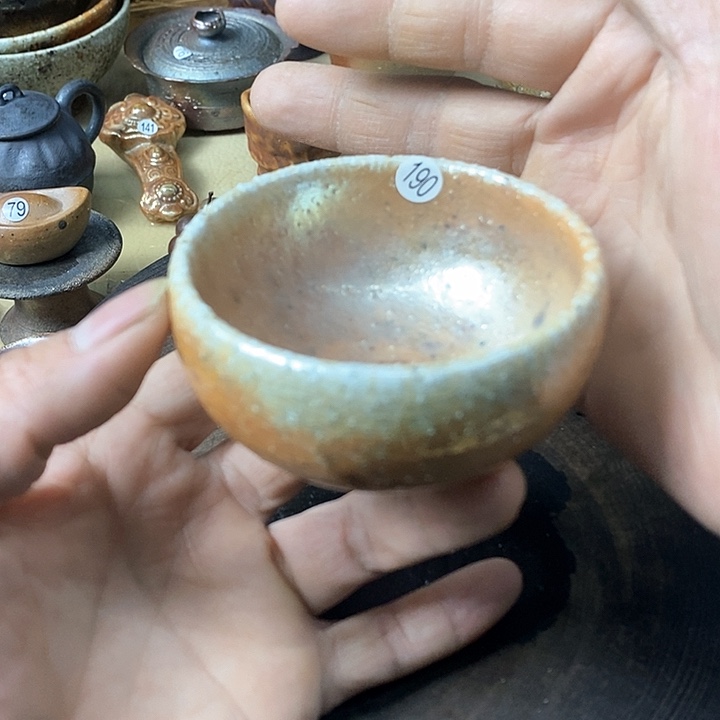 杯手工粗陶、柴烧茶器