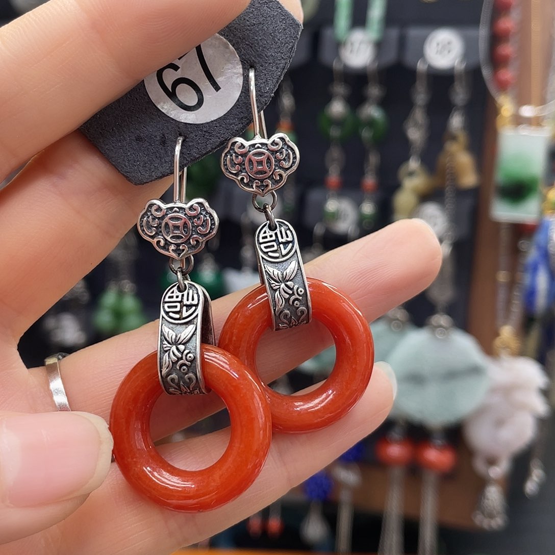 翡翠耳饰银S925镶嵌小****剧035fghggg