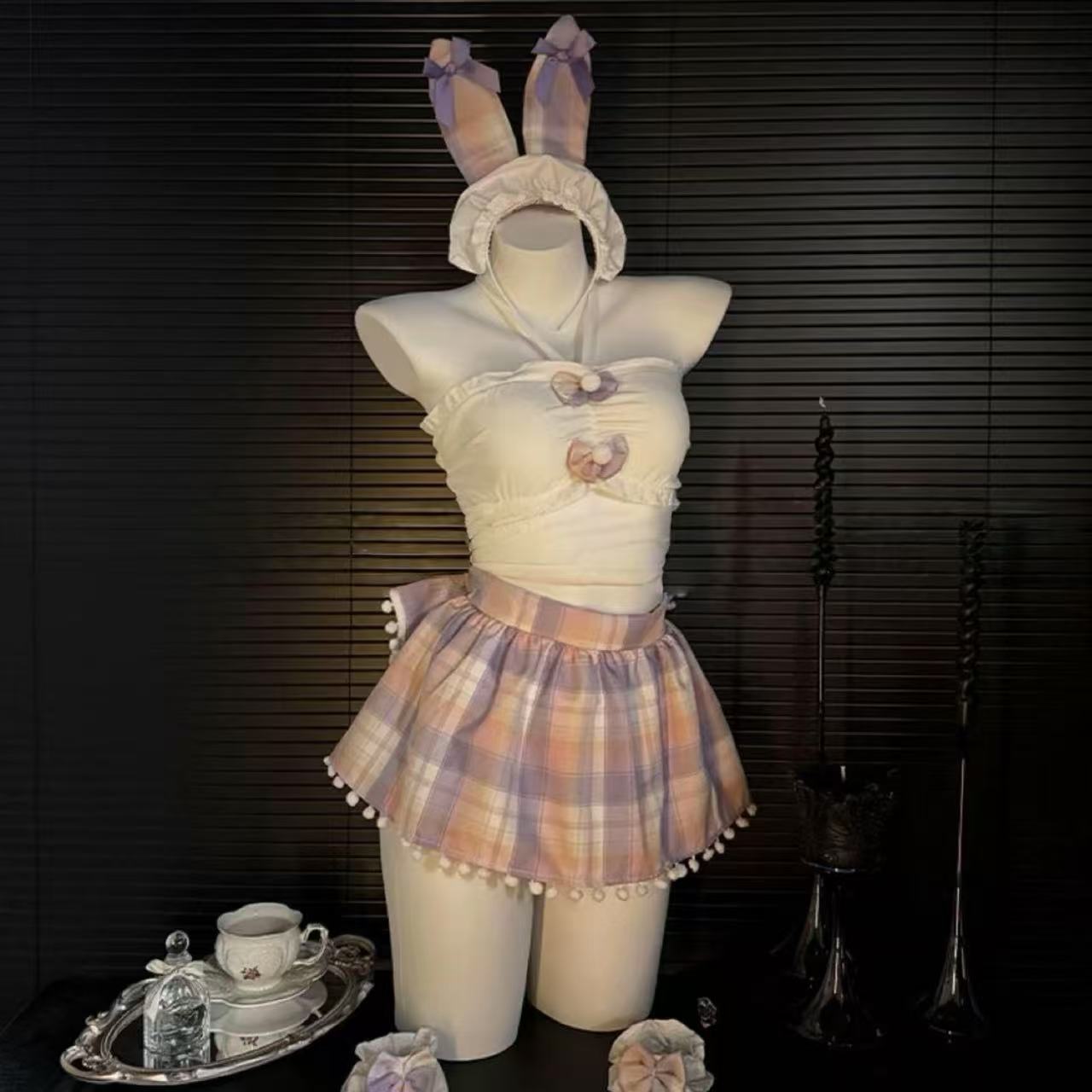 【香软兔兔NO换NO换】【80-120斤】COS型黛露学院风兔女郎抹胸套装