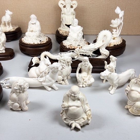 香榧木纯手工制作工艺品鹿角迷乐笑佛