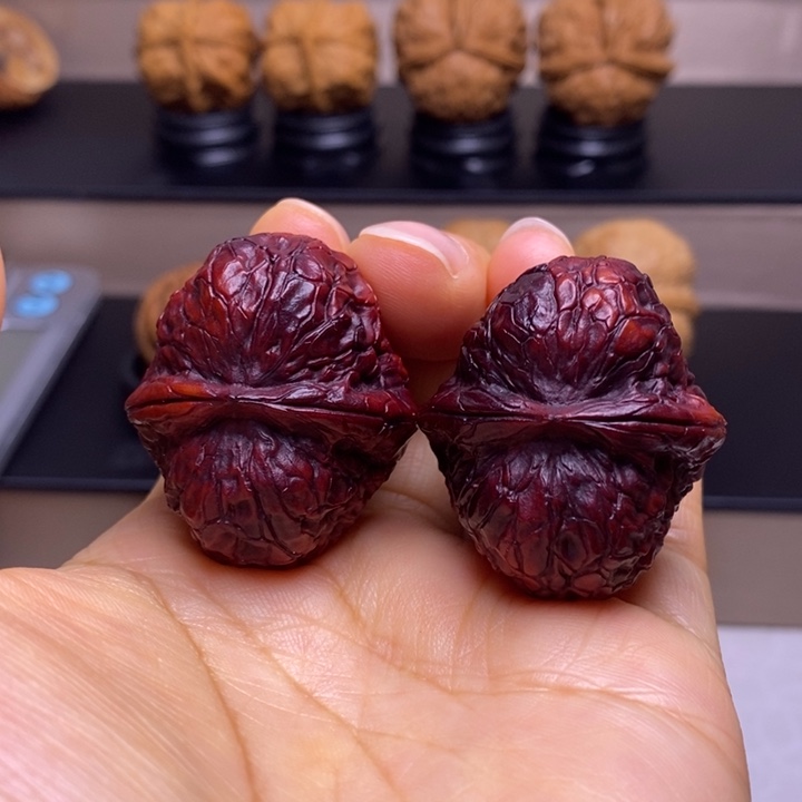 把件文玩核桃红彩元宝45