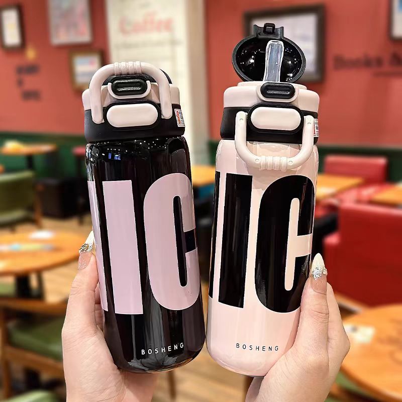 双饮保温杯新款高颜值便携儿童学生上学专用不锈钢吸管杯